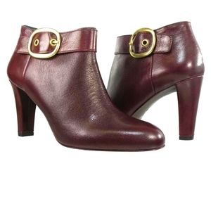 Coach Nicolete Kid Leather Ankle Boots Size 7.5B Color Bordeaux Made In Italy